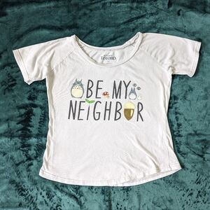My Neighbor Totoro Shirt Women's Large Gray Anime Movie Graphic Short Sleeve Top